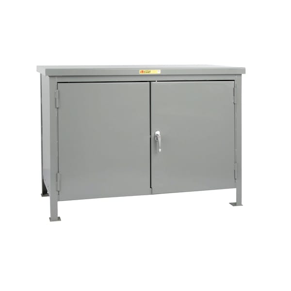 All-Welded Cabinet Workbench, 3600 lbs. Cap, Center Shelf, 24" x 48"